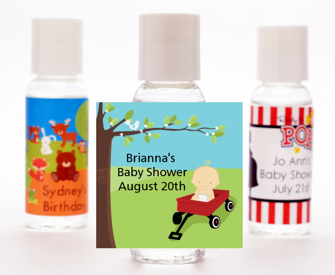  Little Red Wagon - Personalized Baby Shower Hand Sanitizers Favors African American