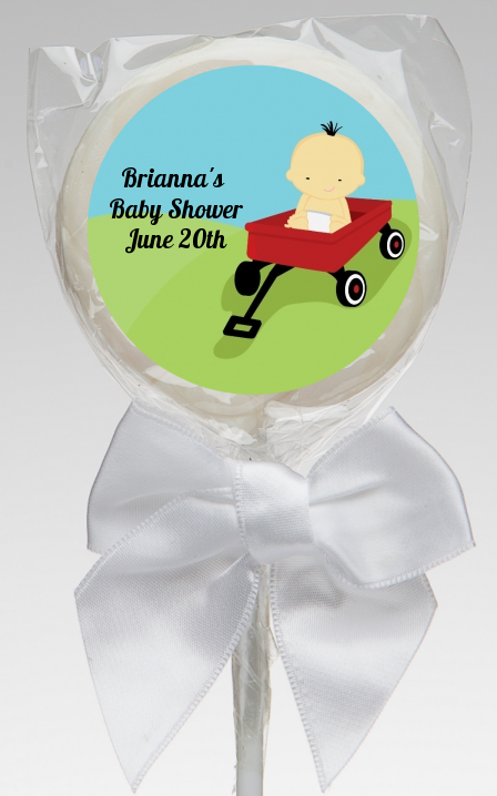  Little Red Wagon - Personalized Baby Shower Lollipop Favors African American