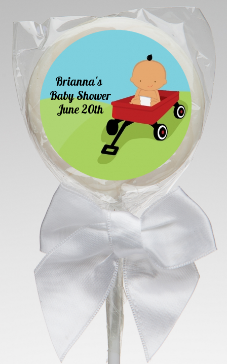  Little Red Wagon - Personalized Baby Shower Lollipop Favors African American