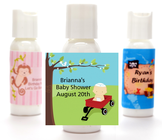 Little Red Wagon - Personalized Baby Shower Lotion Favors African American