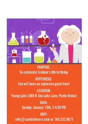 Mad Scientist - Birthday Party Petite Invitations