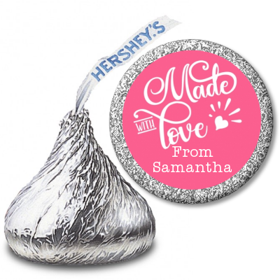 Made With Love - Hershey Kiss Birthday Party Sticker Labels
