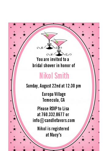 Martini Glasses - Bridal Shower Petite Invitations