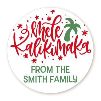  Mele Kalikimaka - Round Personalized Christmas Sticker Labels 