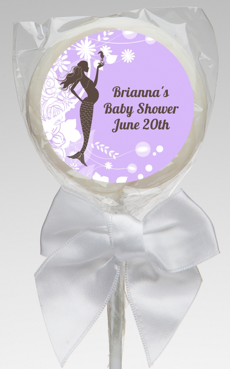  Mermaid Pregnant - Personalized Baby Shower Lollipop Favors Aqua