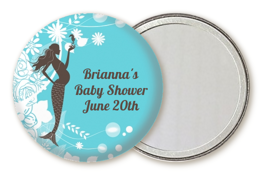  Mermaid Pregnant - Personalized Baby Shower Pocket Mirror Favors Aqua