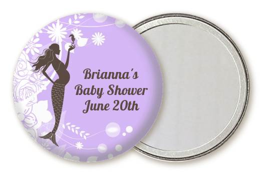  Mermaid Pregnant - Personalized Baby Shower Pocket Mirror Favors Aqua