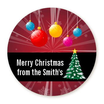  Merry and Bright - Round Personalized Christmas Sticker Labels 