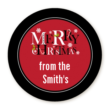  Merry Christmas - Round Personalized Christmas Sticker Labels 