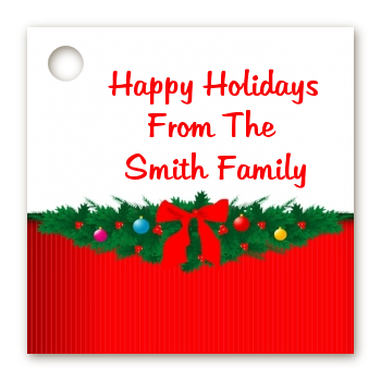 Merry Christmas Wreath - Personalized Christmas Card Stock Favor Tags