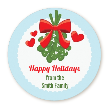  Mistletoe - Round Personalized Christmas Sticker Labels 