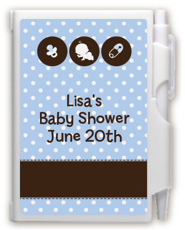 Modern Baby Boy Blue Polka Dots - Baby Shower Personalized Notebook Favor