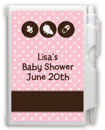 Modern Baby Girl Pink Polka Dots - Baby Shower Personalized Notebook Favor