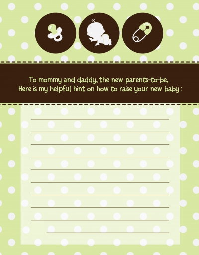 Modern Baby Green Polka Dots - Baby Shower Notes of Advice