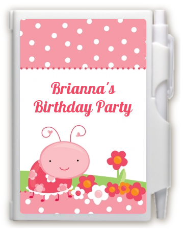Modern Ladybug Pink - Birthday Party Personalized Notebook Favor