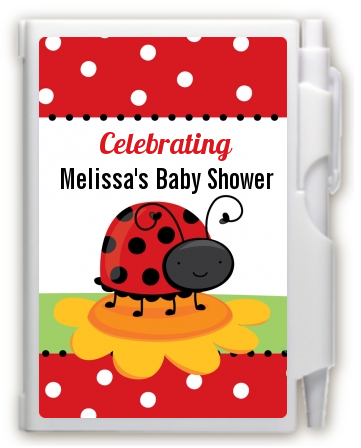 Modern Ladybug Red - Baby Shower Personalized Notebook Favor