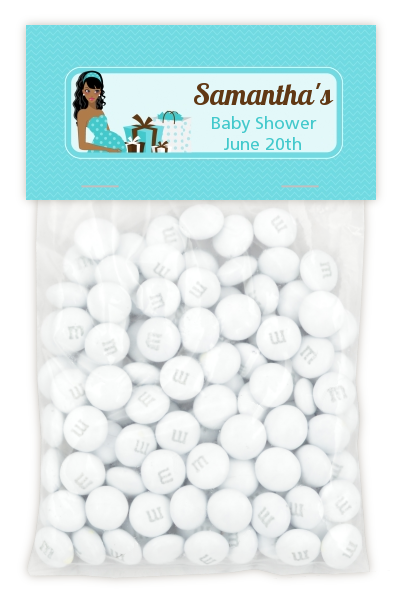  Modern Mommy Crib It's A Boy - Custom Baby Shower Treat Bag Topper Black Hair A