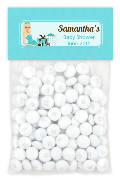  Modern Mommy Crib It's A Boy - Custom Baby Shower Treat Bag Topper Black Hair A