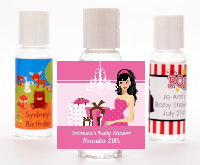  Modern Mommy Crib It's A Girl - Personalized Baby Shower Hand Sanitizers Favors Black Hair A