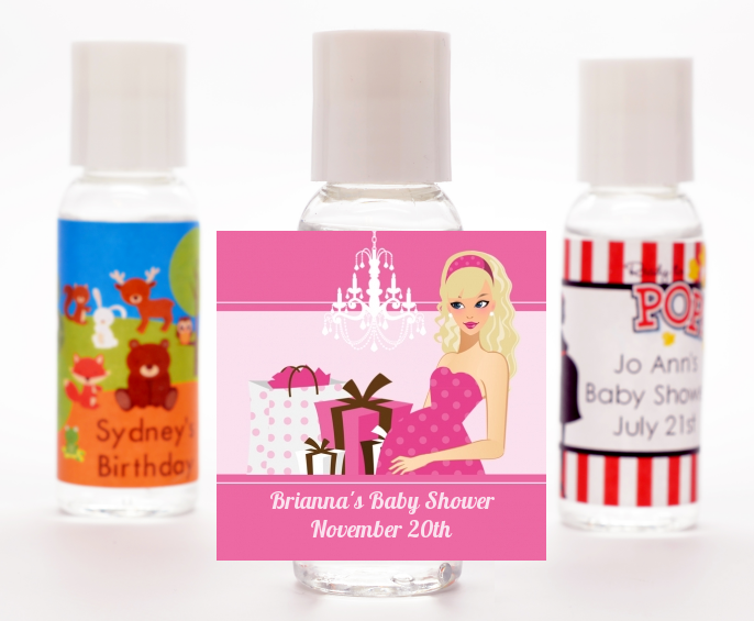  Modern Mommy Crib It's A Girl - Personalized Baby Shower Hand Sanitizers Favors Black Hair A