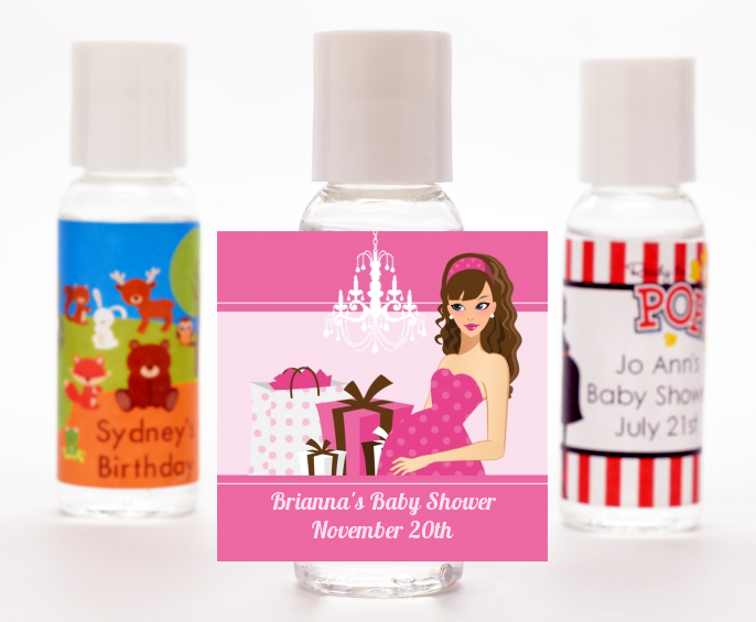 Modern Mommy Crib It's A Girl - Personalized Baby Shower Hand Sanitizers Favors Black Hair A
