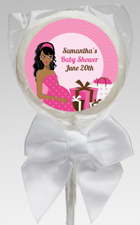  Modern Mommy Crib It's A Girl - Personalized Baby Shower Lollipop Favors Black Hair A