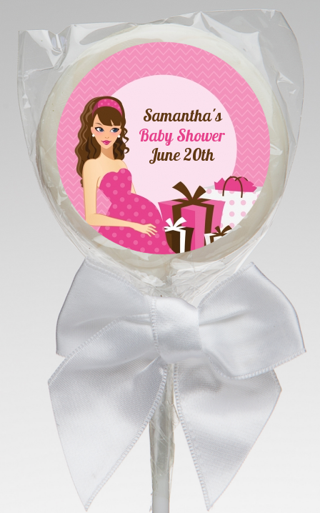  Modern Mommy Crib It's A Girl - Personalized Baby Shower Lollipop Favors Black Hair A