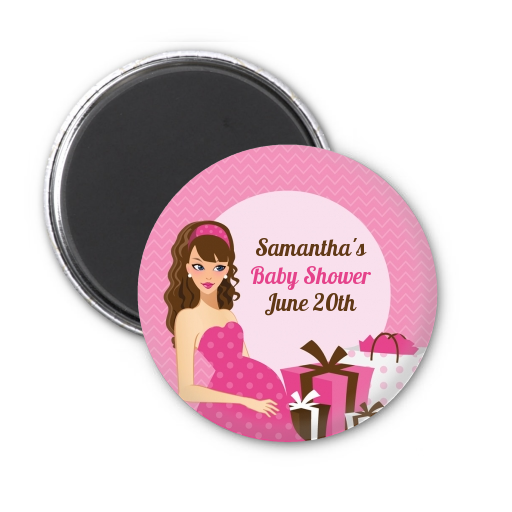  Modern Mommy Crib It's A Girl - Personalized Baby Shower Magnet Favors Black Hair A