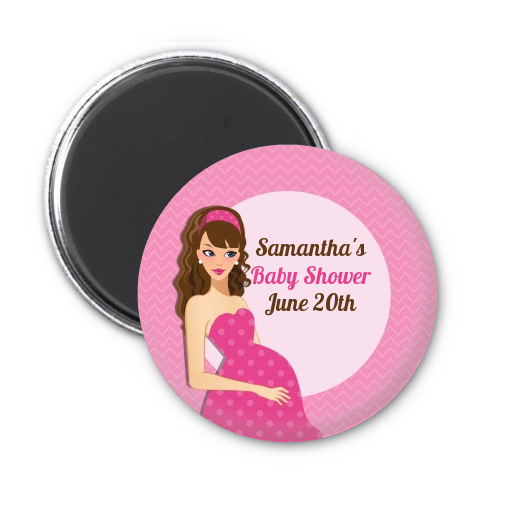  Modern Mommy Crib It's A Girl - Personalized Baby Shower Magnet Favors Black Hair A