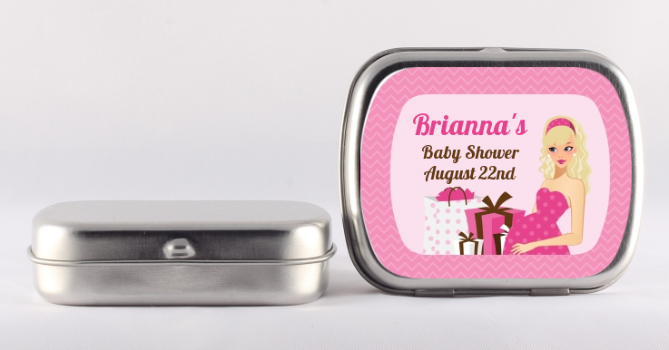  Modern Mommy Crib It's A Girl - Personalized Baby Shower Mint Tins Black Hair A