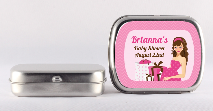  Modern Mommy Crib It's A Girl - Personalized Baby Shower Mint Tins Black Hair A