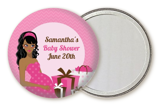  Modern Mommy Crib It's A Girl - Personalized Baby Shower Pocket Mirror Favors Black Hair A