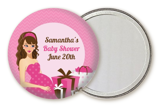  Modern Mommy Crib It's A Girl - Personalized Baby Shower Pocket Mirror Favors Black Hair A