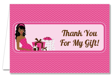  Modern Mommy Crib It's A Girl - Baby Shower Thank You Cards Black Hair A