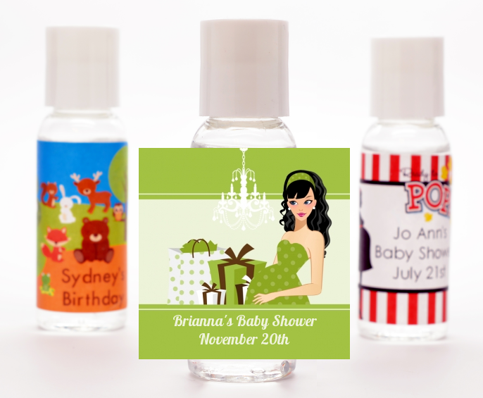  Modern Mommy Crib Neutral - Personalized Baby Shower Hand Sanitizers Favors Black Hair A