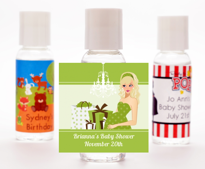  Modern Mommy Crib Neutral - Personalized Baby Shower Hand Sanitizers Favors Black Hair A