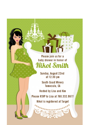  Modern Mommy Crib Neutral - Baby Shower Petite Invitations African American