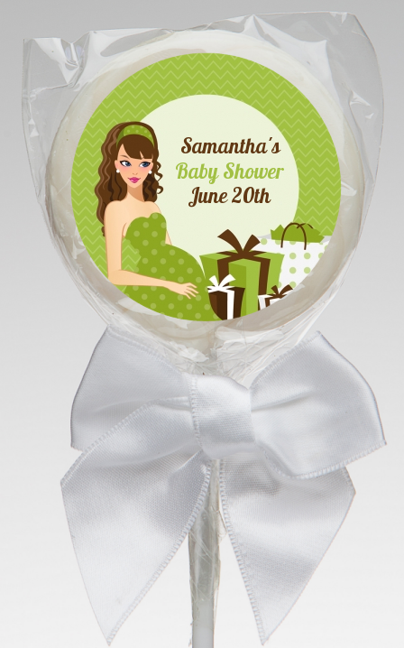  Modern Mommy Crib Neutral - Personalized Baby Shower Lollipop Favors Black Hair A