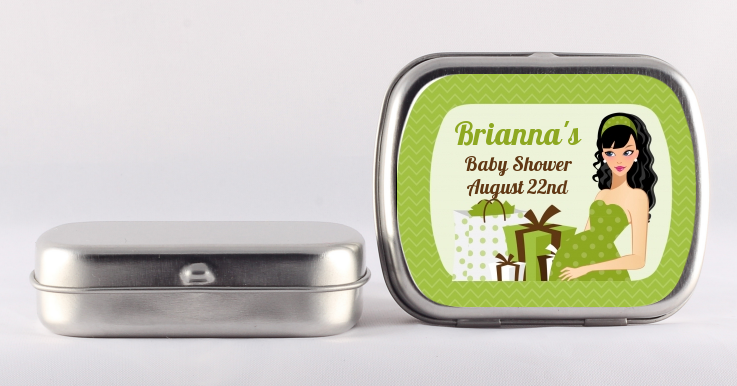  Modern Mommy Crib Neutral - Personalized Baby Shower Mint Tins Black Hair A