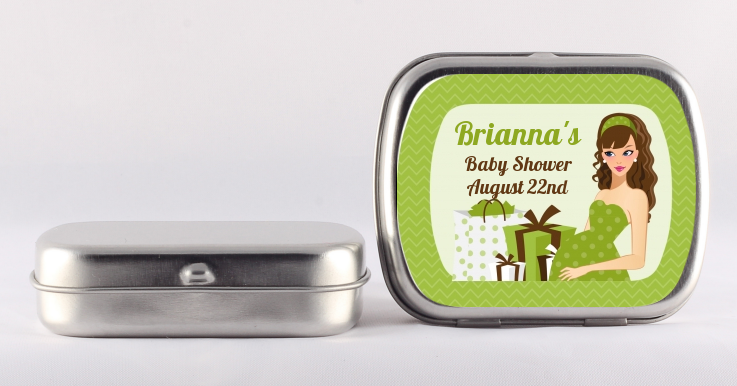  Modern Mommy Crib Neutral - Personalized Baby Shower Mint Tins Black Hair A