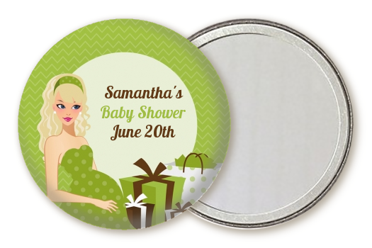  Modern Mommy Crib Neutral - Personalized Baby Shower Pocket Mirror Favors Black Hair A