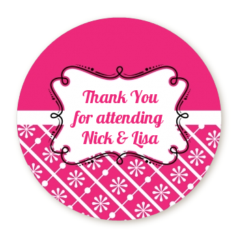 Modern Thatch Fuschia - Personalized Everyday Party Round Sticker Labels