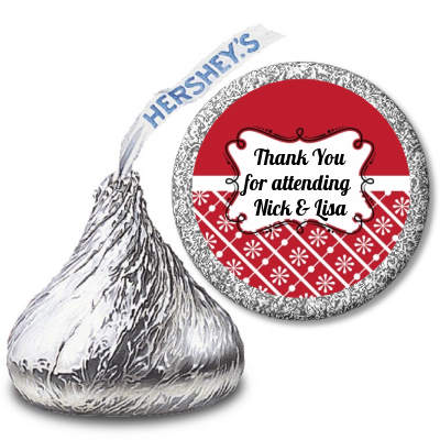 Modern Thatch Red - Hershey Kiss  Sticker Labels