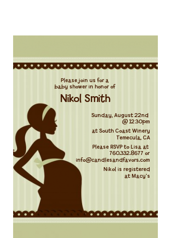  Mommy Silhouette It's a Baby - Baby Shower Petite Invitations Blue