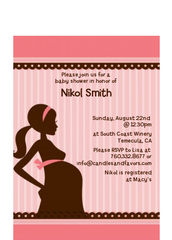 Mommy Silhouette It's a Girl - Baby Shower Petite Invitations