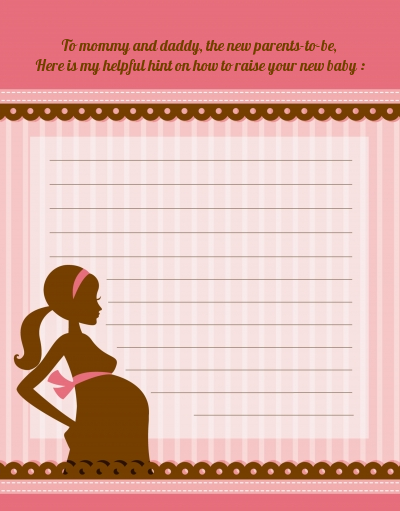 Mommy Silhouette It's a Girl - Baby Shower Notes of Advice