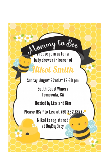 Mommy To Bee - Baby Shower Petite Invitations