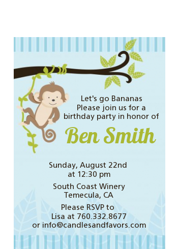 Monkey Boy - Birthday Party Petite Invitations