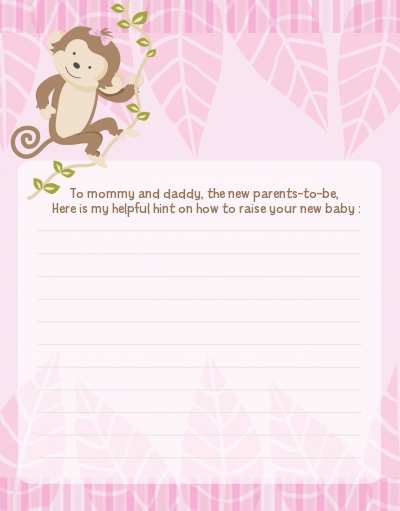 Monkey Girl - Baby Shower Notes of Advice