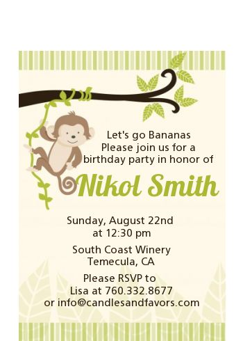 Monkey Neutral - Birthday Party Petite Invitations
